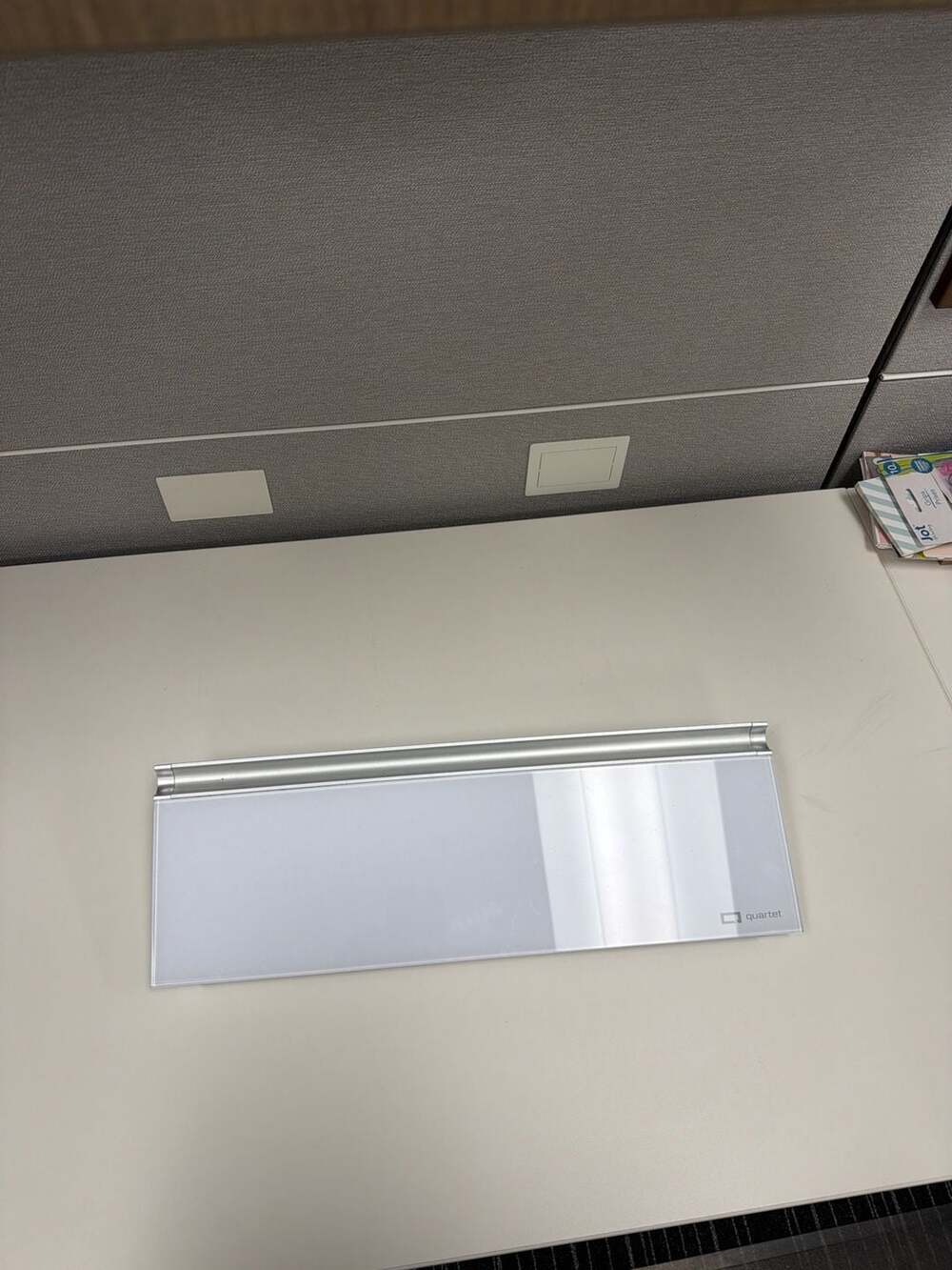 Quartet Glass Desktop Computer Pad with Storage Drawer, 18" x 6", White (GDP186)